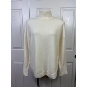Michael Kors Ivory Turtle Neck Women's Knit Sweater Size L Merino Wool Blend